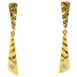 Autre Marque 18K Gelbgold-Clip-Ohrringe mit Diamanten