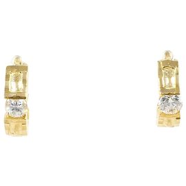 Autre Marque 18K Yellow Gold Hoop Earrings with Cubic Zirconia