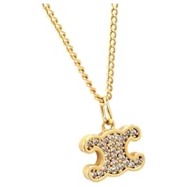 Collana in metallo dorato Celine con Triomphe in strass - Céline