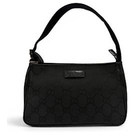Pochette con zip Gucci Vintage GG Canvas Pelle Logo Patch