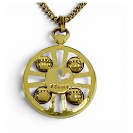 CELINE Vintage Metall-Uhr Motiv Logo Kettenanhänger Halskette - Céline