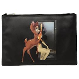 Clutch in pelle con stampa Bambi nera Givenchy