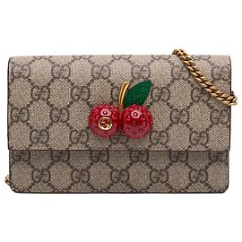 Gucci Beige Mini GG Supreme Cherry Crossbody