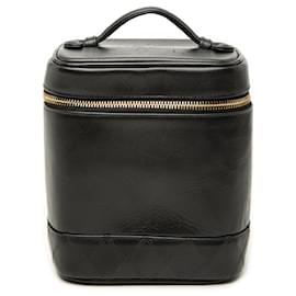 Neceser Chanel de piel de cordero negro con CC