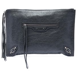 Clutch piatta con zip Balenciaga Gray Lambskin Motocross Classic