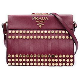 Prada Red Studded Saffiano Lux Idol Crossbody