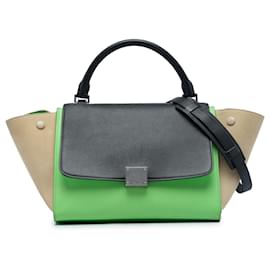 Céline Borsa Celine Green Small Tricolor Leather Trapeze