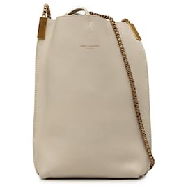 Saint Laurent Borsa Hobo Suzanne in pelle di vitello beige mini