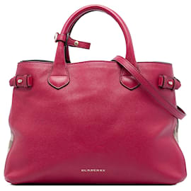 Borsa a tracolla Burberry Red in pelle e tela House Check, misura Medium