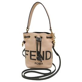 Borsa bucket Mon Tresor mini in pelle di vitello marrone Fendi