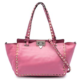 Borsa Valentino Pink Small Leather Rockstud Trapeze