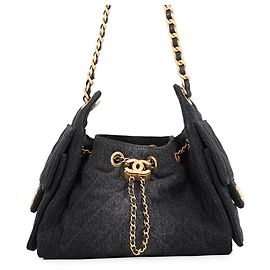 Borsa a Spalla Chanel Black Denim Chain