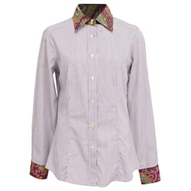 Camicia a maniche lunghe Etro con stampa paisley a righe in cotone multicolore