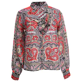 Camicetta con volant Etro con stampa paisley in seta multicolore