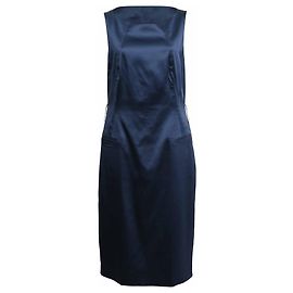 Hugo Boss Vestido midi sin mangas Boss en acetato azul marino
