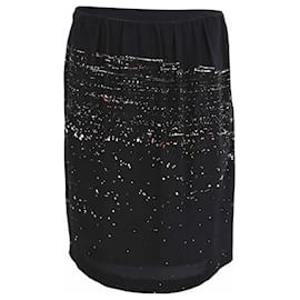 Minifalda estampada Dries Van Noten en seda negra