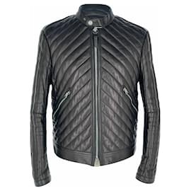 Giacca biker trapuntata corta Tom Ford Slim-Fit in pelle nera