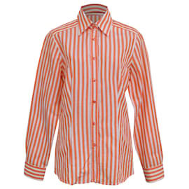 Camisa de botones a rayas Etro en algodón naranja