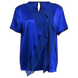 Blusa con volantes Etro en seda azul