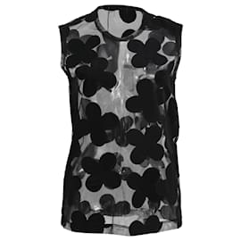 Comme Des Garcons Comme des Garçons Mesh-Bluse mit Blumen-Details, Schwarz, Polyester