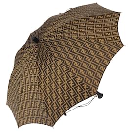 Guarda-chuva FENDI Zucca Canvas Nylon Preto Marrom Auth YKZ610A - Fendi