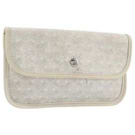 GOYARD Pouch Herringbone PVC Blanco Auténtico 192230