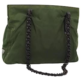 Borsa Tote in Nylon con Catena in Plastica PRADA Verde Autentica 192297 - Prada