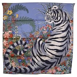 HERMES Lenço Carré 70 "Tigre" Seda Vermelha Auth mr2714M - Hermès