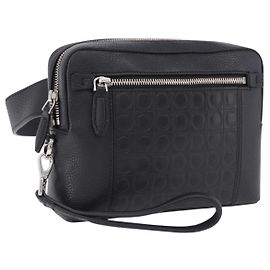 Marsupio Salvatore Ferragamo Gancini in pelle nero argento ka5295A