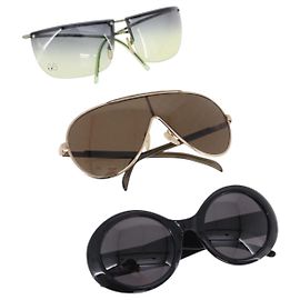 Gafas de Sol GUCCI Metal Plástico 3 Set Black Gold Green Auth SW2626