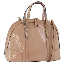 Borsa GUCCI Micro GG Canvas in pelle vernice 2way Oro Rosa 309617 Auth BA14304