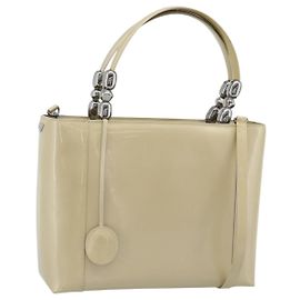 Borsa Tote Christian Dior Maris Pearl Patent 2way Champagne Gold Auth 192876A