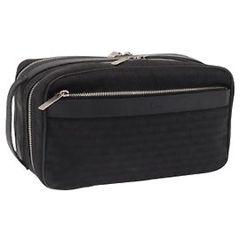 Clutch Christian Dior in tela nera con dettagli argento Auth bs36170