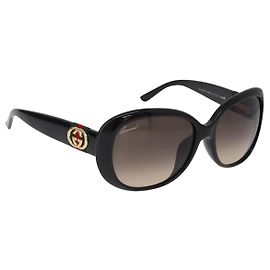 Gafas de Sol GUCCI Interlocking G Plástico Negro Oro Auth SW2618V