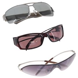 Occhiali da Sole GUCCI Metallo Plastica 3 Set Argento Marrone Auth SW2628