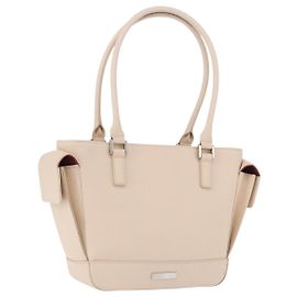 Bolso de mano BURBERRY de piel beige plata Auth ka5220A