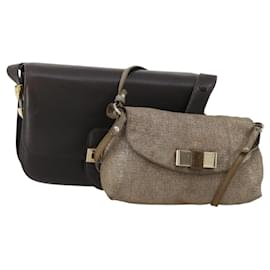 Borsa a tracolla BALLY Chloe Suede Leather 2way 2 Set Marrone Scuro Beige Auth ar13975 - Bally