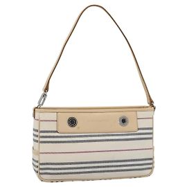 Borsa a tracolla BURBERRY Canvas Bianco Argento Auth ep15254
