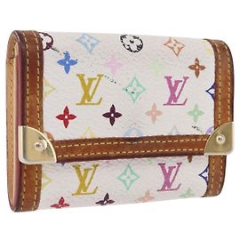 LOUIS VUITTON Multicolor Porte Monnaie Pla Coin Purse White M92657 Auth 192115A