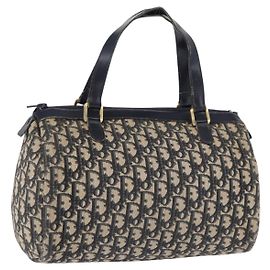Borsa Christian Dior Trotter Canvas Blu Navy Tonalità Oro Autentica 192750