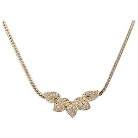 Collana Christian Dior Motivo Foglia Metallo Tonalità Oro Auth SW2483