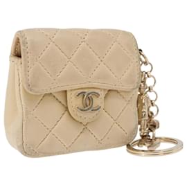 CHANEL Mini Mini Matelasse Charm Lamb Skin Beige CC Auth bs36151 - Chanel