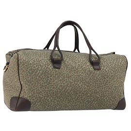Borsa Boston BOTTEGA VENETA con motivo leopardato in tela beige e oro Auth 188600A
