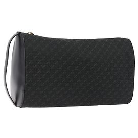 LOEWE Anagram Clutch Bag Canvas Schwarz Gold Auth bs36077V