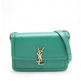 Saint Laurent Solferino Medium Leather Flap Crossbody Green