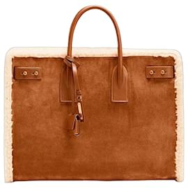 Saint Laurent De Jour Borsa Tote in Pelle e Shearling