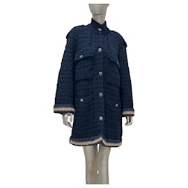 Chanel 13B Grobstrick-Strickjacke aus Wolle und Kaschmir in Schwarz Größe 38 Gebraucht