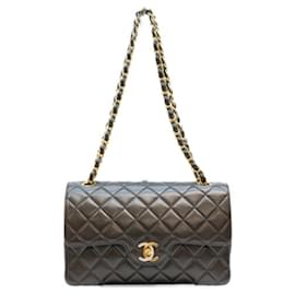 Borsa a Spalla Chanel Black Lambskin Double Flap Matelassé