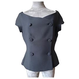 Christian Dior Bar Off-Shoulder-Jacke aus schwarzer Wolle und Seide