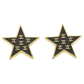 Orecchini Chanel Black and Gold Stud